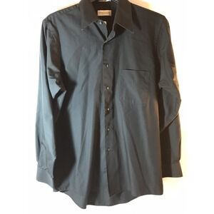 Van heusen medium classic black poplin‎ wrinkle free Button Front